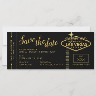 Black Las Vegas Boarding Pass Save the Date Card