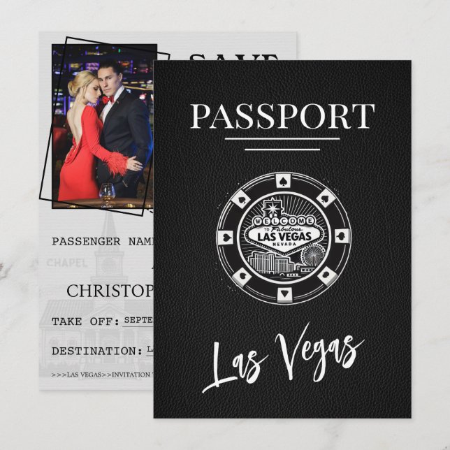 Black Las Vegas Passport Save The Date (Front/Back)