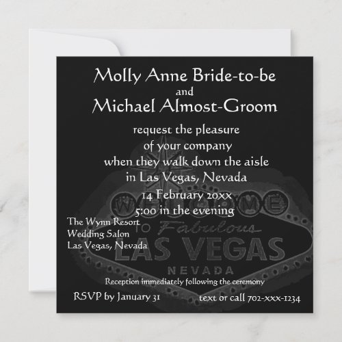 Black Las Vegas Wedding Invitation