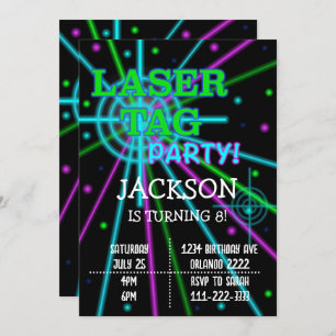 Black Laser Tag Birthday Invitation