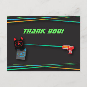 Black Laser Tag Birthday Party Thank You Postcard