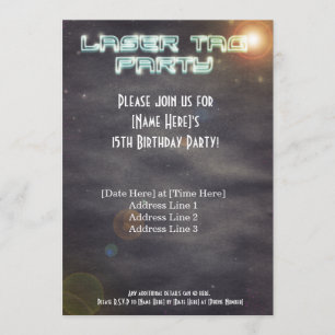 Black Laser Tag Party Invite