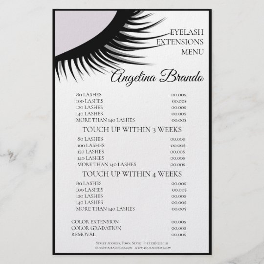 black-lashes-eyelash-extensions-white-price-list-flyer-zazzle