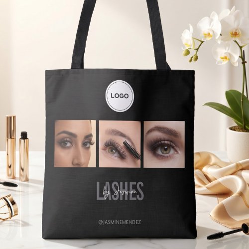 Black Lashes Studio Photo Collage Elegant Logo Tote Bag