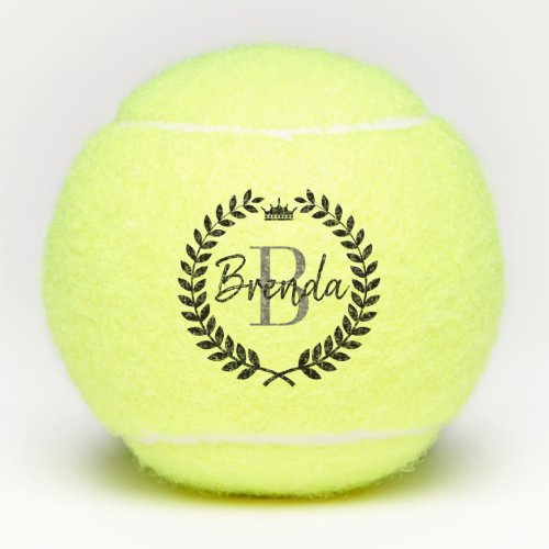 Black Laurel Wreat Custom Monogram Tennis Balls