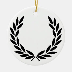 Black Laurel Wreath Ceramic Ornament