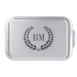 Black Laurel Wreath Custom Monogram Cake Pan