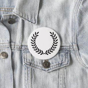 Black Laurel Wreath Greek Olive Branch Button