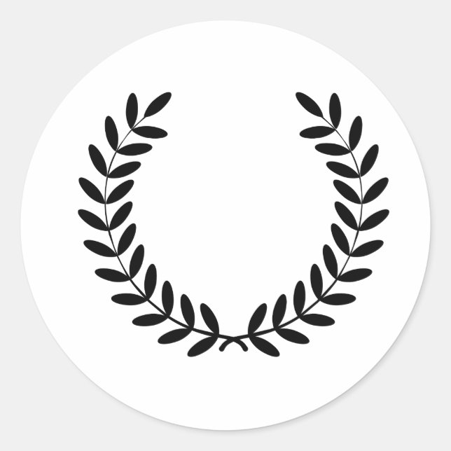 Black Laurel Wreath Greek Olive Branch Classic Round Sticker (Front)