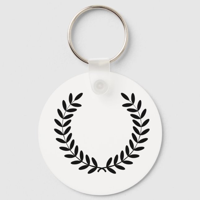 Black Laurel Wreath Greek Olive Branch Keychain (Front)