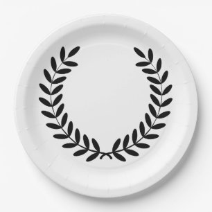 Black Laurel Wreath Greek Olive Branch Paper Plates