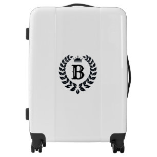 Black Laurel Wreath Monogram Luggage