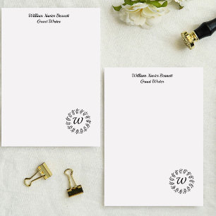 Black laurel wreath monogrammed letterhead