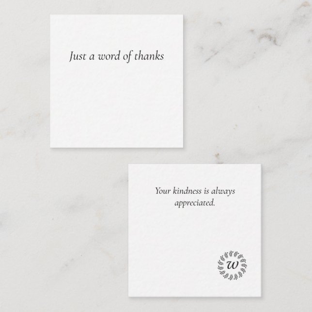 Black laurel wreath monogrammed note card (Front/Back)