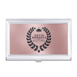 Black Laurel Wreath On Rose-gold Back Business Card Case