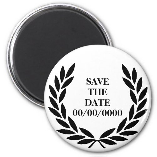 Black Laurel Wreath Save_the_Date Magnet