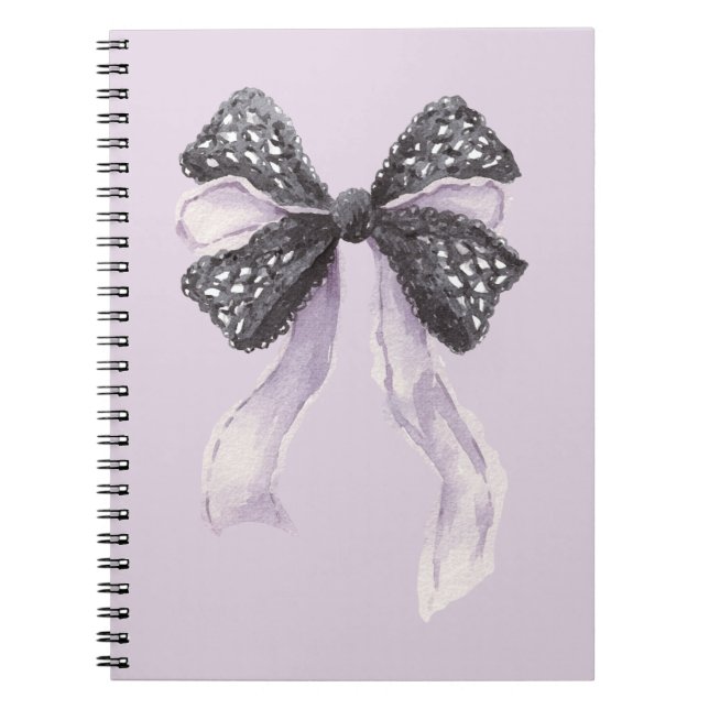 Black Lavender Bow Notebook (Front)