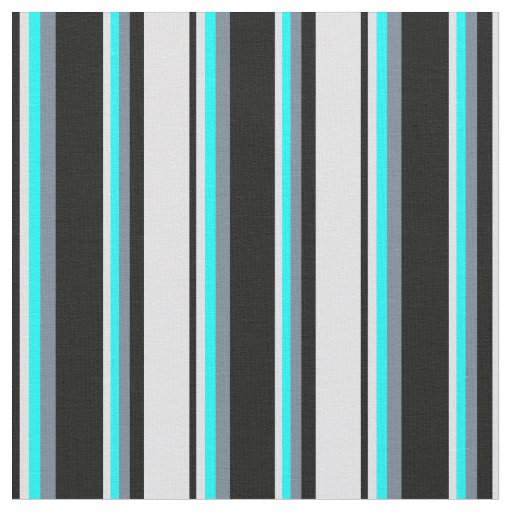 Black, Lavender, Cyan & Slate Gray Lined Pattern Fabric