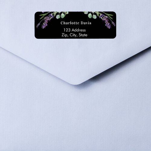 Black lavender eucalyptus greenery return address label