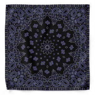Black Lavender Paisley Pattern Bandana