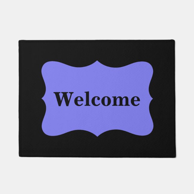 Black Lavender Purple Welcome Custom Doormat (Front)