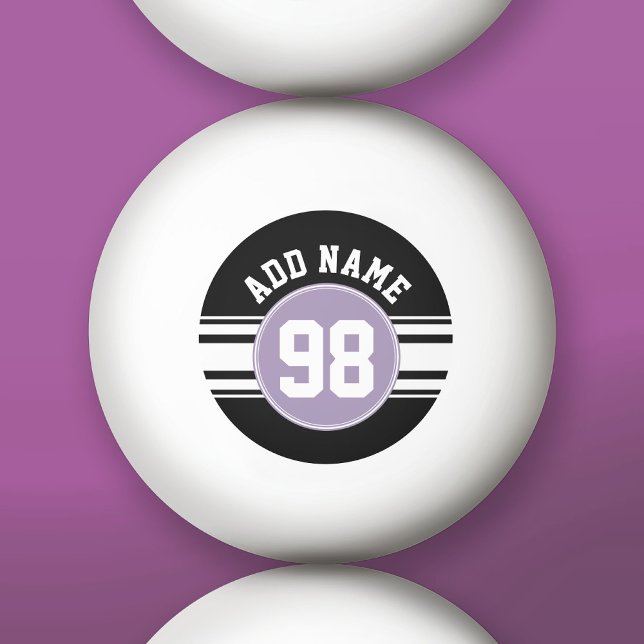Black & Lavender Sports Jersey Custom Name Number Ping-Pong Ball (Custom Ping Pong Balls)