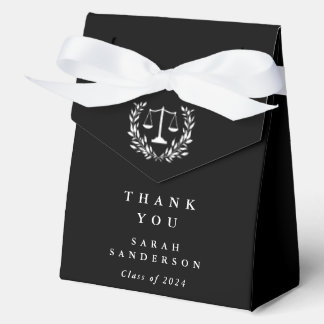 Black Law Scales+Laurel Wreath Graduation Favor Boxes