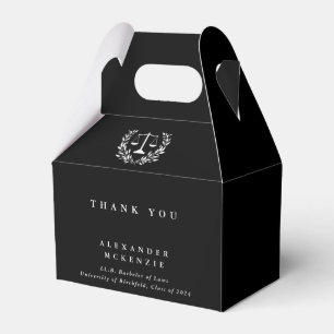 Black Law Scales+Laurel Wreath Graduation Favor Boxes