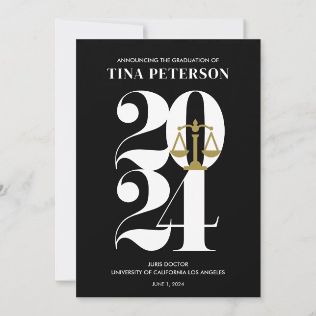 Black Law School Graduation Announcement (Front)
