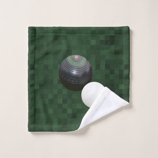 Black Lawn Bowl And Jack On Green, Wash Cloth (Wash Cloth)