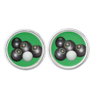 Black Lawn Bowls And Kitty, Cufflinks