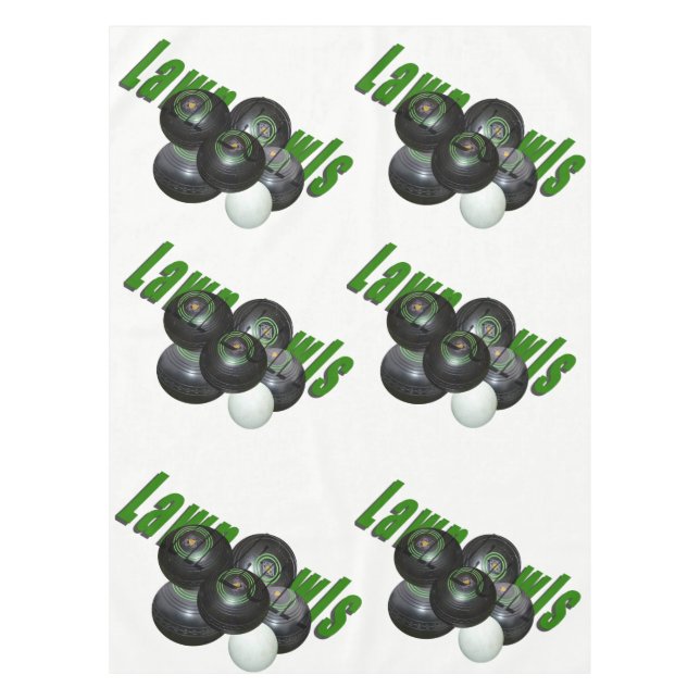 Black Lawn Bowls And Logo, Tablecloth (Front)