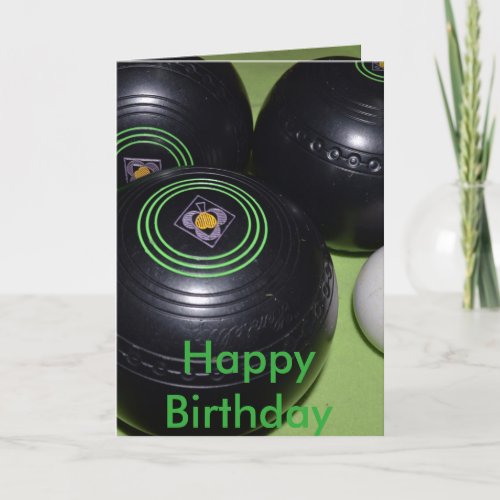 Black Lawn Bowls Birthday Card