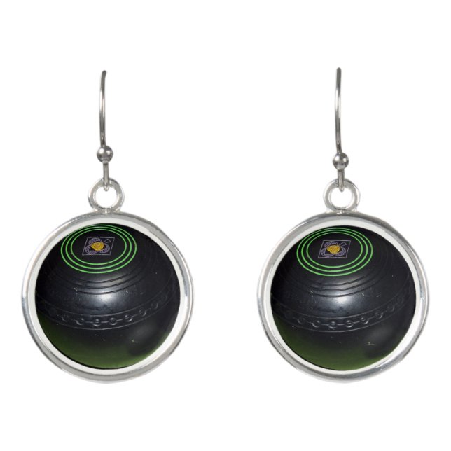Black Lawn Bowls, Earrings (Front)