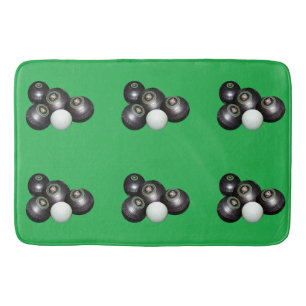 Black Lawn Bowls On Green, Bathroom Mat