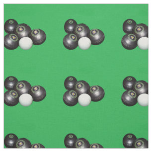 Black Lawn Bowls On Green, Fabric