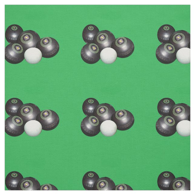 Black Lawn Bowls On Green, Fabric (Swatch)