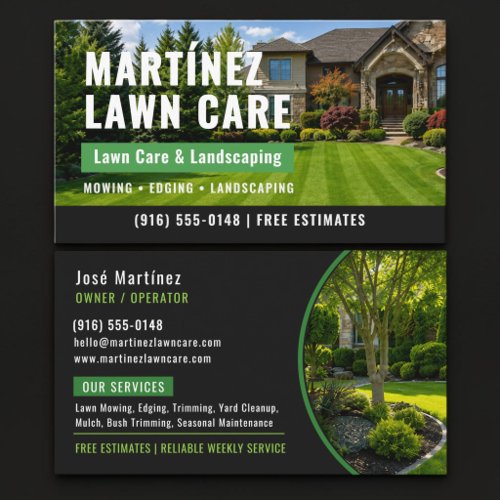 Black Lawn Care Landscaping Custom Photo Business Card