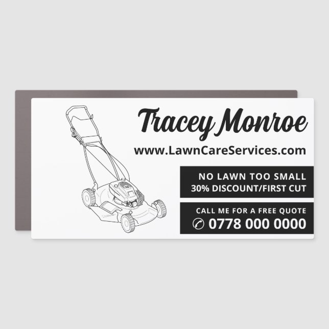 Black Lawn-Mower, Lawn Care Services Car Magnet (Front)