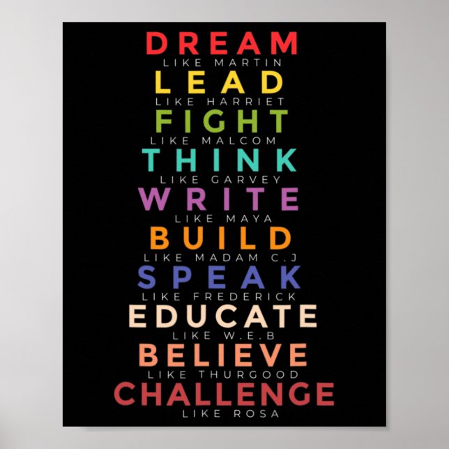 Black Leader Dream Like Leaders Teach Black Histor Poster (Front)