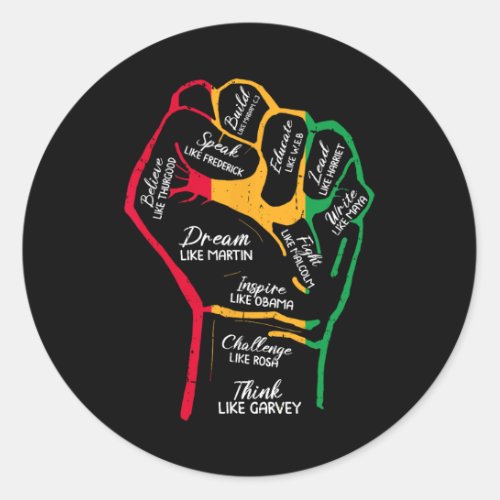 Black Leaders Power Fist Hand Black History Month  Classic Round Sticker