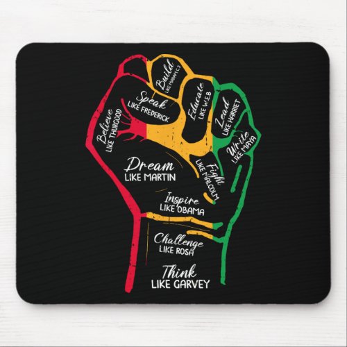 Black Leaders Power Fist Hand Black History Month  Mouse Pad