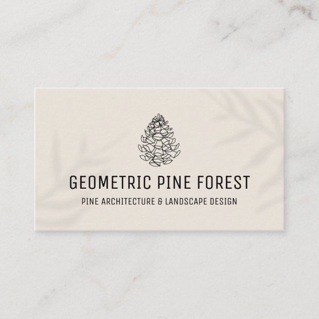 Black Leaf Shadow Forest Tree Rustic Pine Cone Business Card (Front)