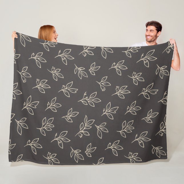 Black Leaf Throw Blanket (In Situ)