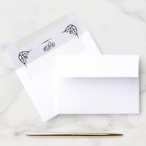 Black Leaf Triplet And Dots Frame RSVP Wedding Envelope Liner
