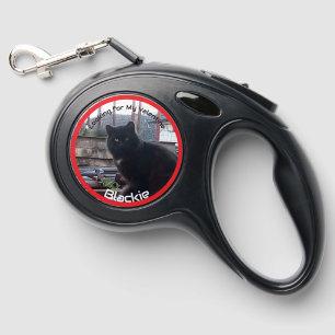 Black Leash Red Blue Border Custom Photo Cat  Name