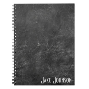 Black Leather Abstract With Name Notebook
