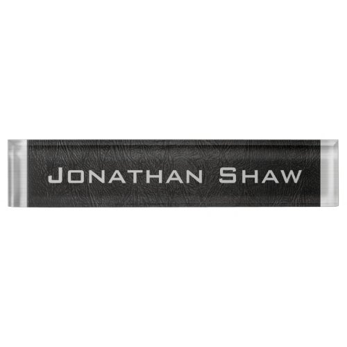Black Leather Add your name Name Plate