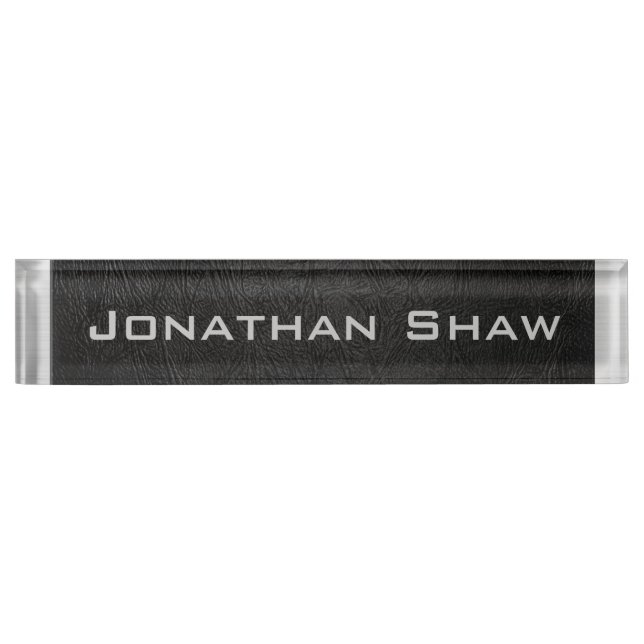 Black Leather (Add your name) Name Plate (Front)