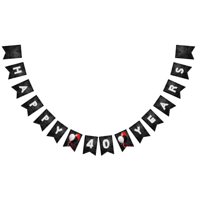 black leather and balloons 40th birthday party bunting flags (All)